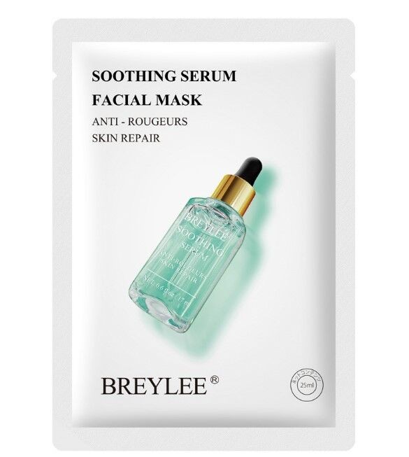 BREYLEE Восстанавливающая и увлажняющая тканевая маска с сывороткой для чувствительной кожи, склонной к покраснениям