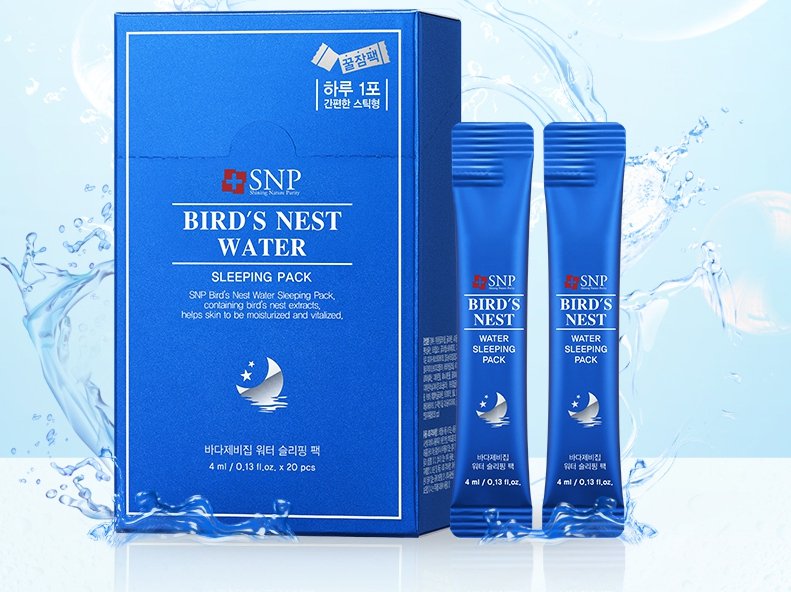 Ночная маска на основе ласточкиного гнезда SNP Bird’s Nest Water Sleeping Pack,20 штук 