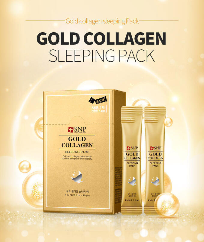 Ночная маска на основе золота и коллагена SNP Gold Collagen Sleeping Pack,20 шт 
