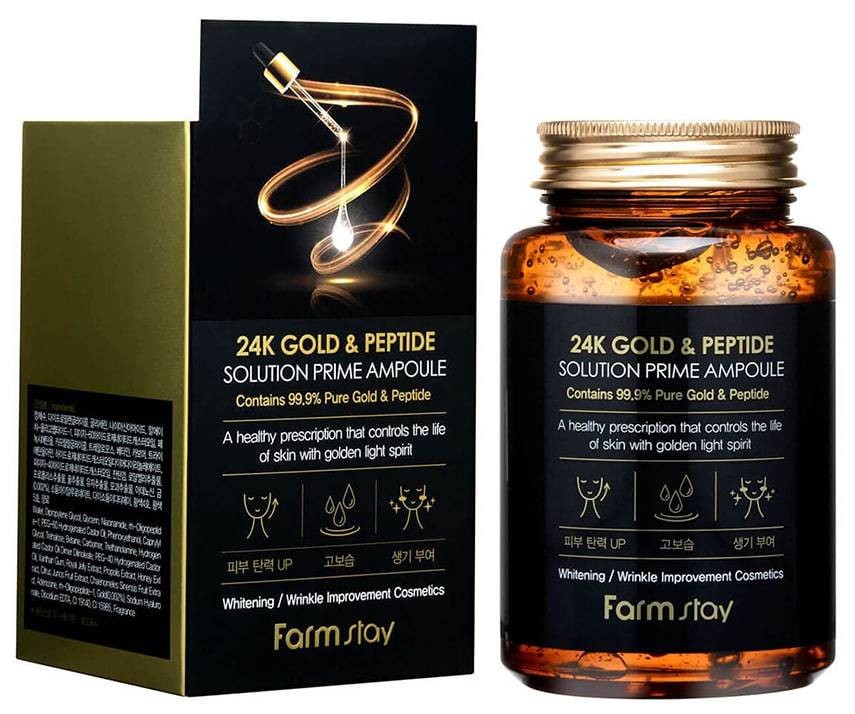 Омолаживающая сыворотка с пептидами и золотом FarmStay 24K Gold & Peptide, Корея,ОРИГИНАЛ