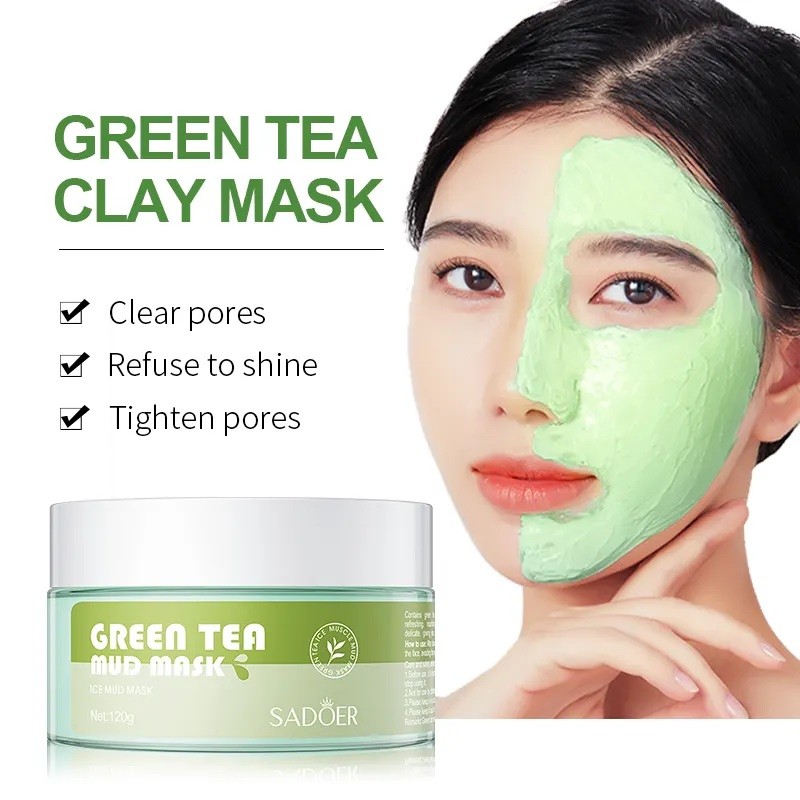 SADOER Глиняная маска для лица на основе экстракта зелёного чая, 120 гр