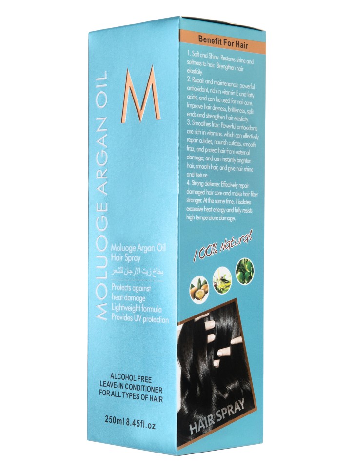 RAKO Несмываемый спрей-кондиционер облегчающий расчесывание волос MOLUOGE ARGAN OIL, 250 мл