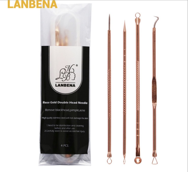 Профессиональный набор инструментов для удаления акне и чёрных точек Lanbena, Gold
