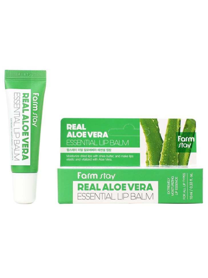 Суперувлажняющий бальзам для губ с алоэ Farm Stay Real Aloe Vera Essential Lip Balm, 10мл