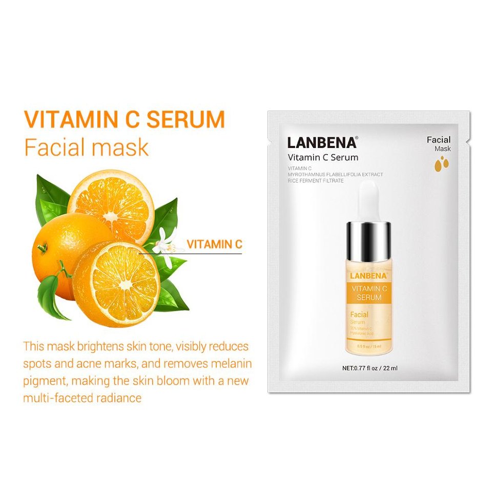 Осветляющая маска для лица тканевая LANBENA Vitamin C Serum 22мл