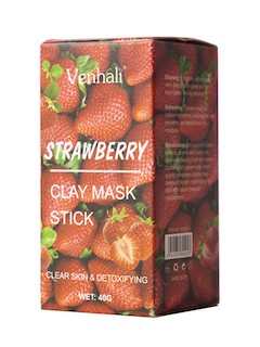 Venhali Глиняная маска стик для глубокого очищения и сужения пор с экстрактом клубники  40 гр 